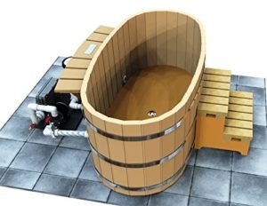 Japanese Wood Ofuro Soaking Tub for 2 – Electric Heater Product Image