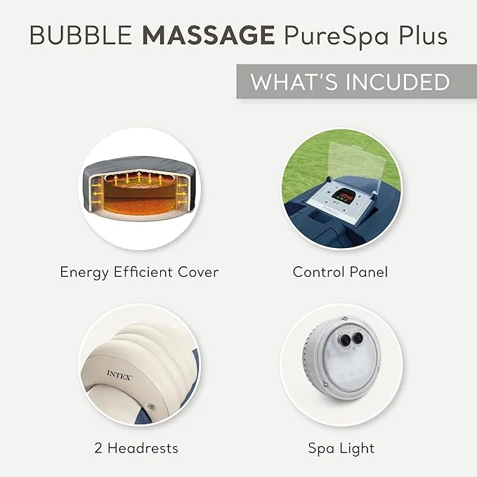 INTEX PureSpa Plus Bubble Massage Spa Set – 4 Person Hot Tub